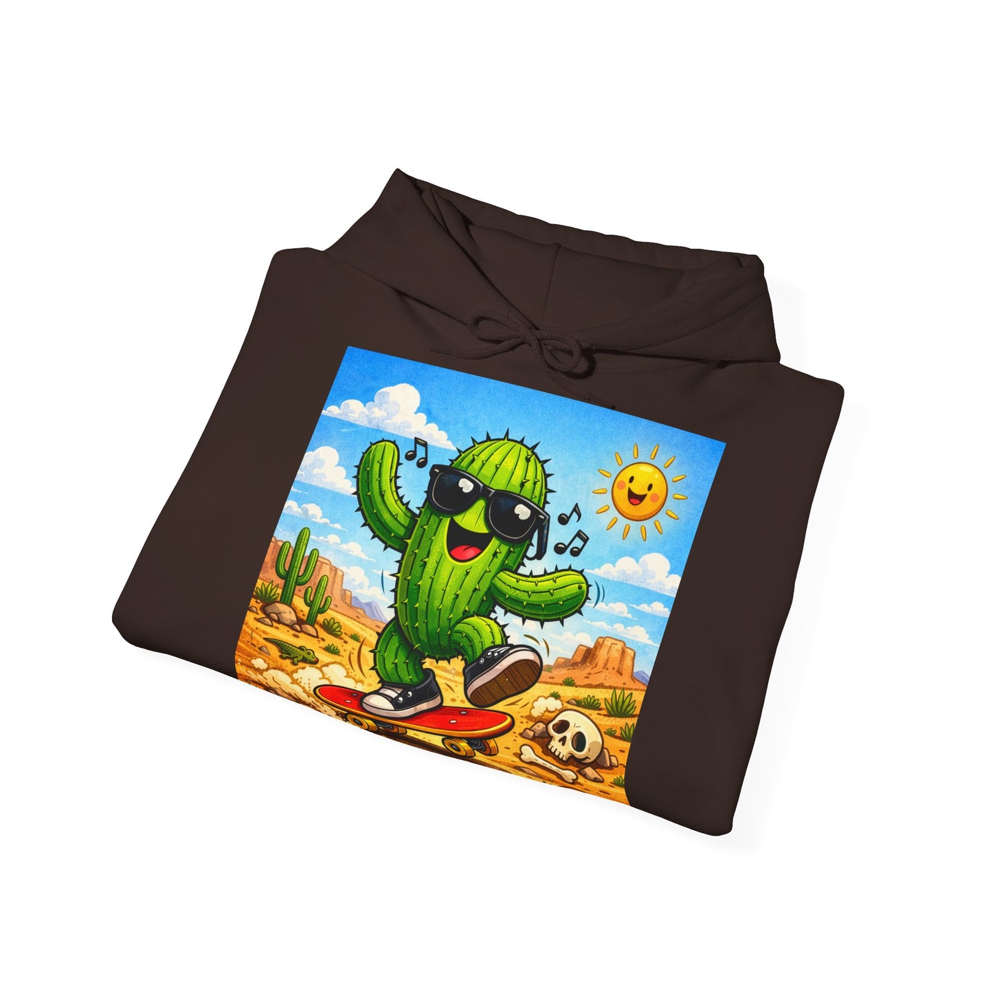 Skateboard Cactus Hoodie — Cute Desert Skateboarder Graphic Sweatshirt