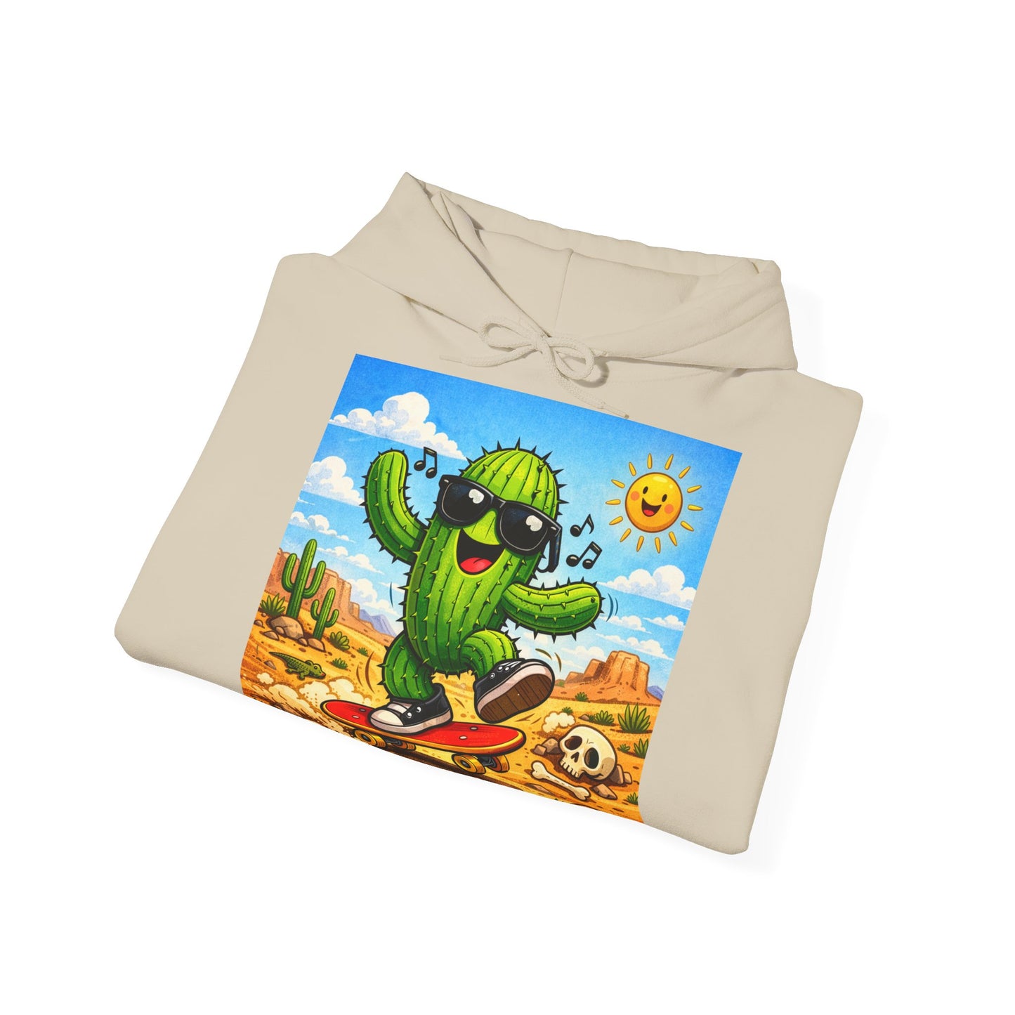 Skateboard Cactus Hoodie — Cute Desert Skateboarder Graphic Sweatshirt