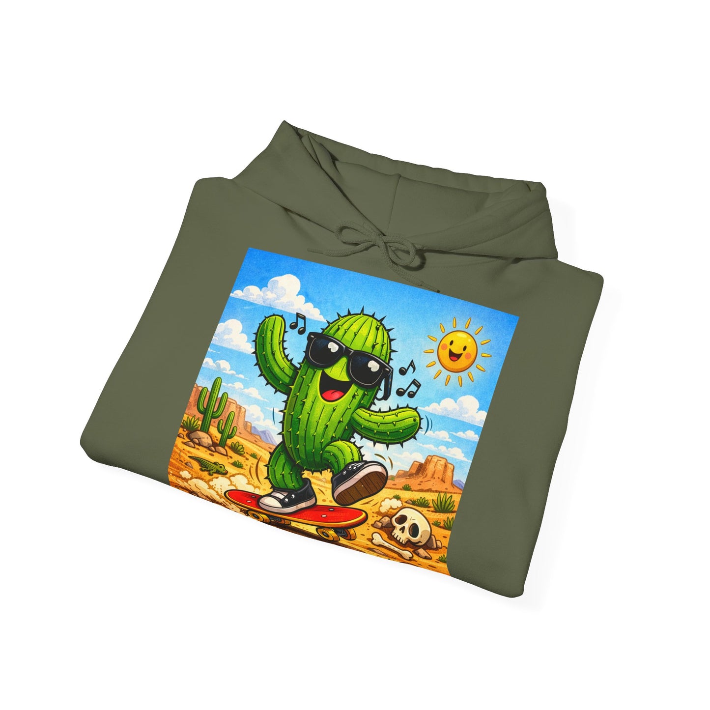 Skateboard Cactus Hoodie — Cute Desert Skateboarder Graphic Sweatshirt