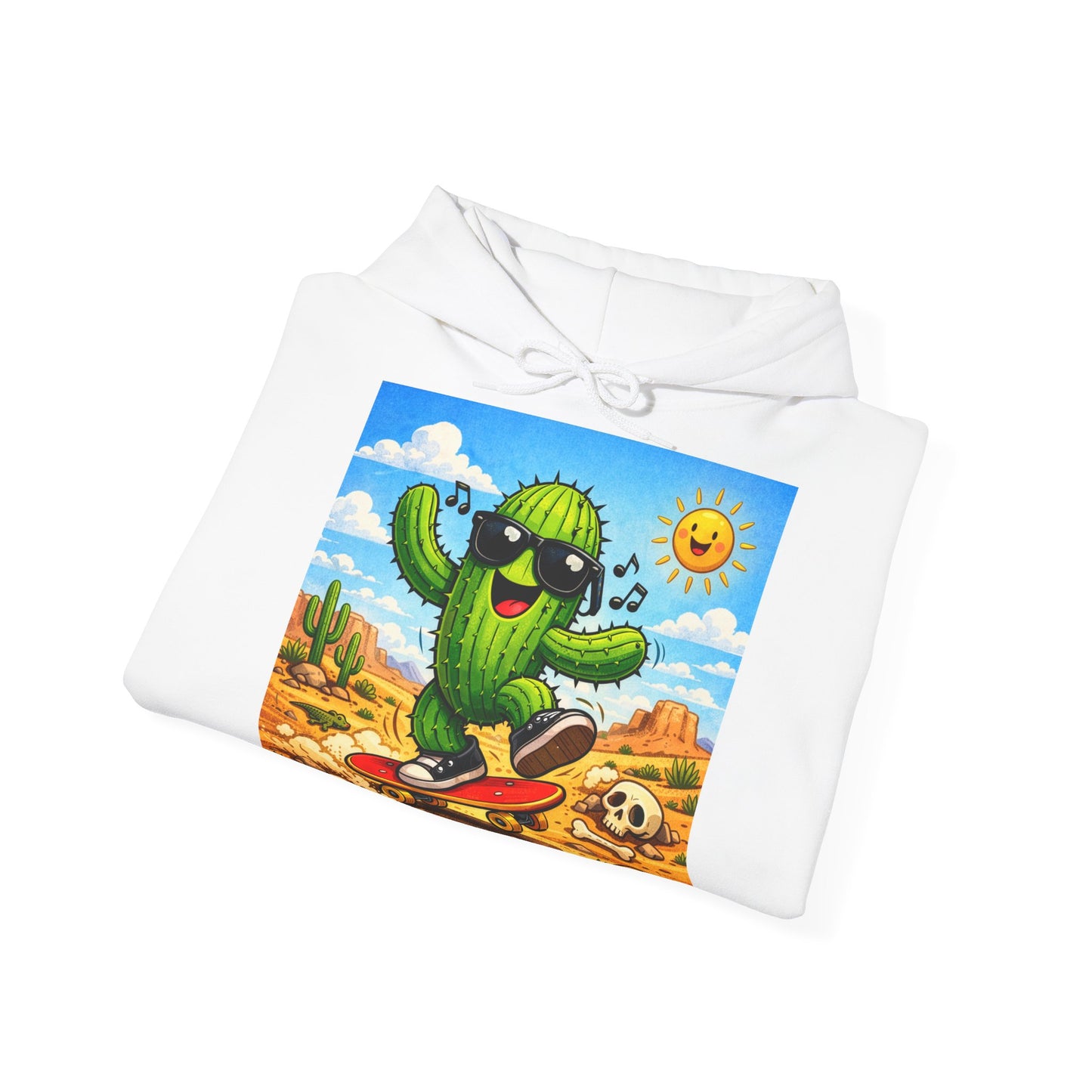 Skateboard Cactus Hoodie — Cute Desert Skateboarder Graphic Sweatshirt