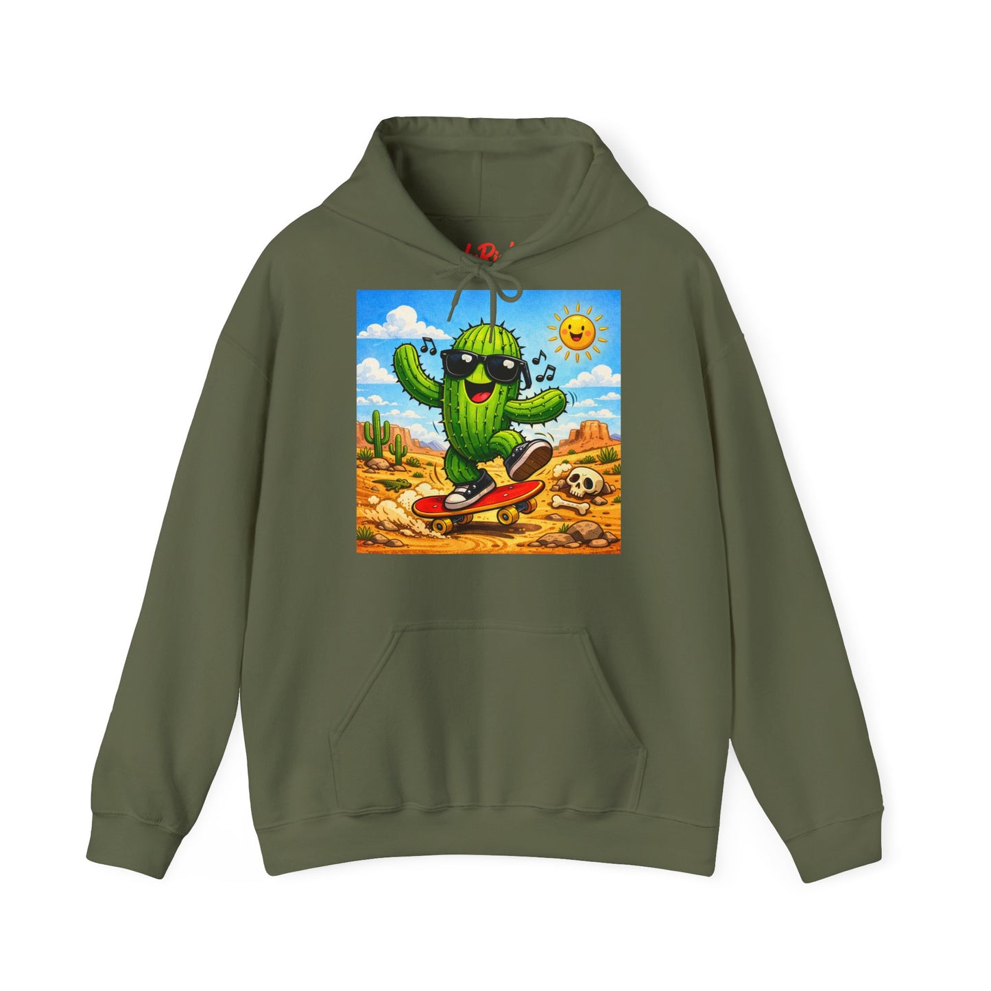 Skateboard Cactus Hoodie — Cute Desert Skateboarder Graphic Sweatshirt